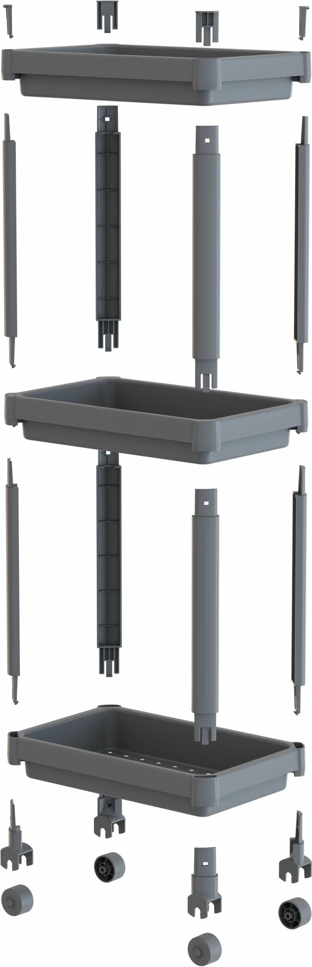 Večnamenski plastični regal, Aberto Design TKRLKKT-3K-2, siva