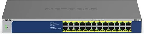 Neupravljiv switch NETGEAR GS524PP, Gigabit Ethernet, PoE+, montaža v rack, sivi