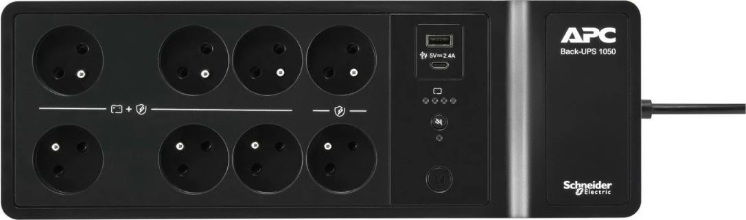 Naprava za neprekinjeno napajanje 1050VA/600W APC BE1050G2-FR, 8 izhodov, USB A+C, črn