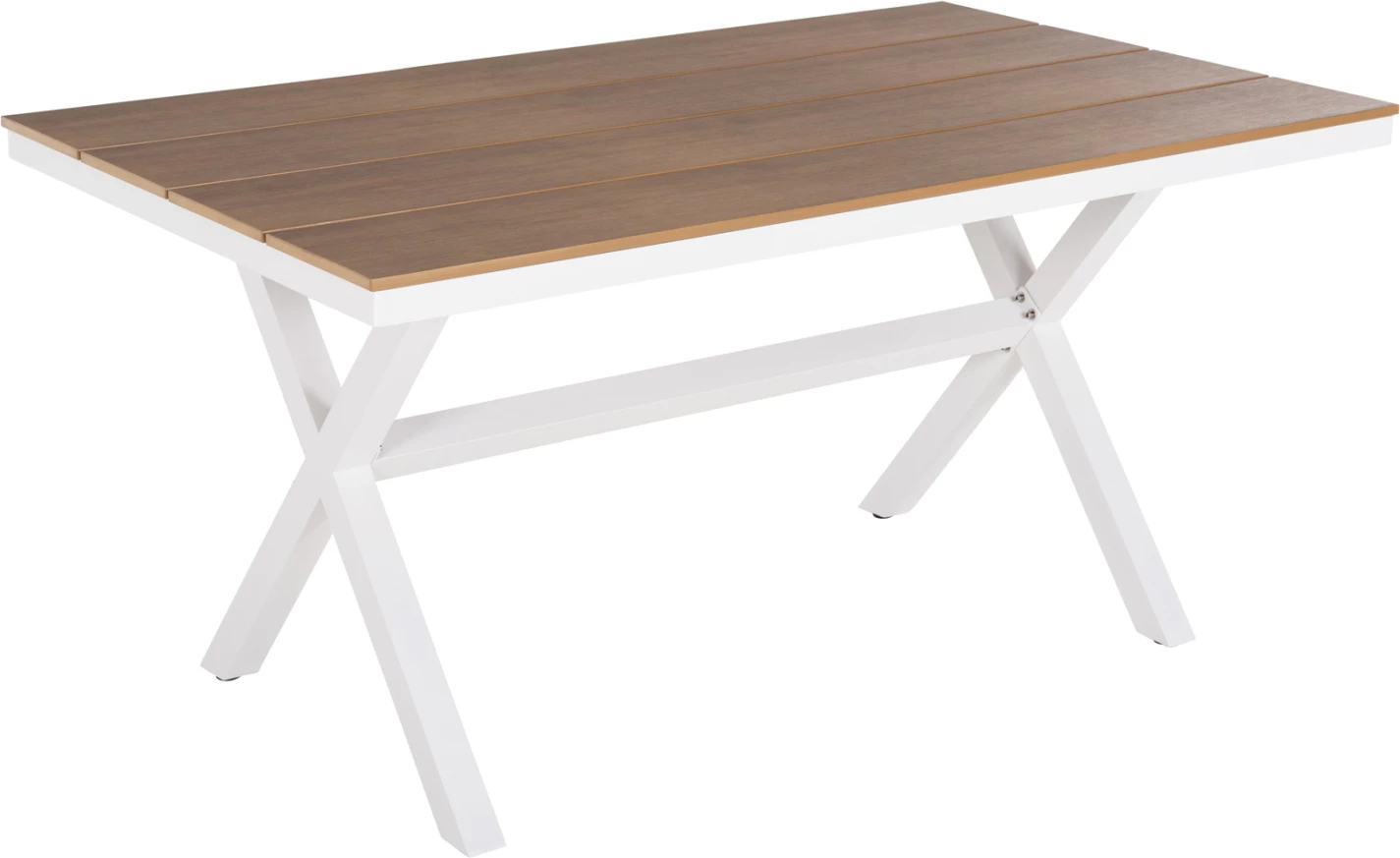Aluminijasta pravokotna miza TAWNEE FH6037.02 bele barve-poliles v naravni les 150x89,5x73Hcm