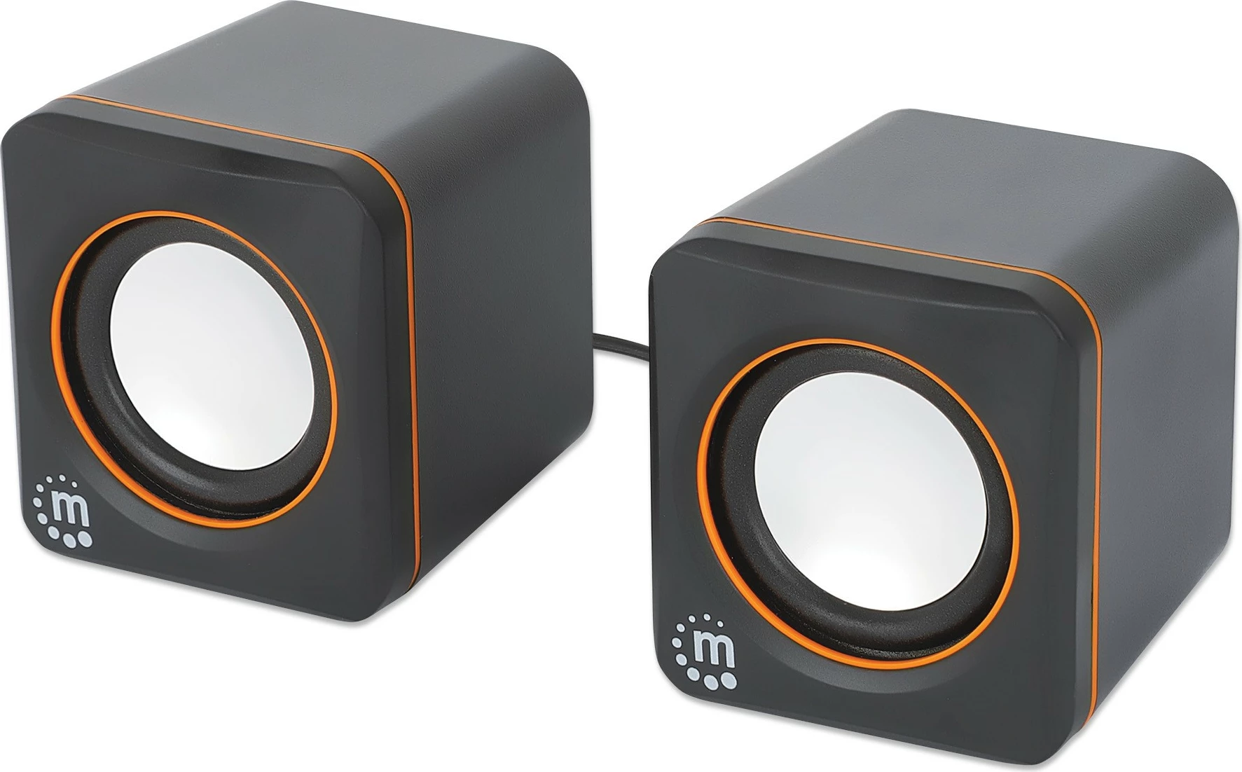 Stereo zvočniki, Manhattan 2600 Series, 2.0 kanal, 6 W, USB-A/USB-C, črno/oranžni