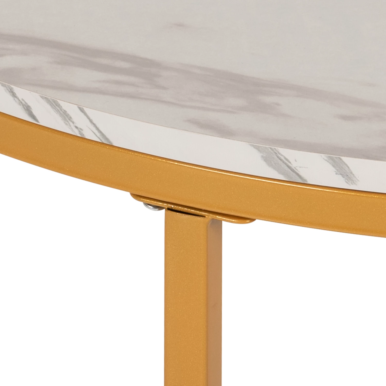 Klubska miza FH9420.01 melamin bela marmor-zlate kovinske noge Φ80x48,5Hcm