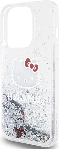 Ovitek z tekočimi bleščicami za iPhone 14 Pro, Hello Kitty, srebrn