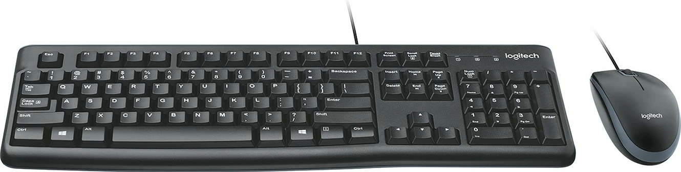Tipkovnica in miška Logitech Desktop MK120, žična, USB, QWERTZ, črna