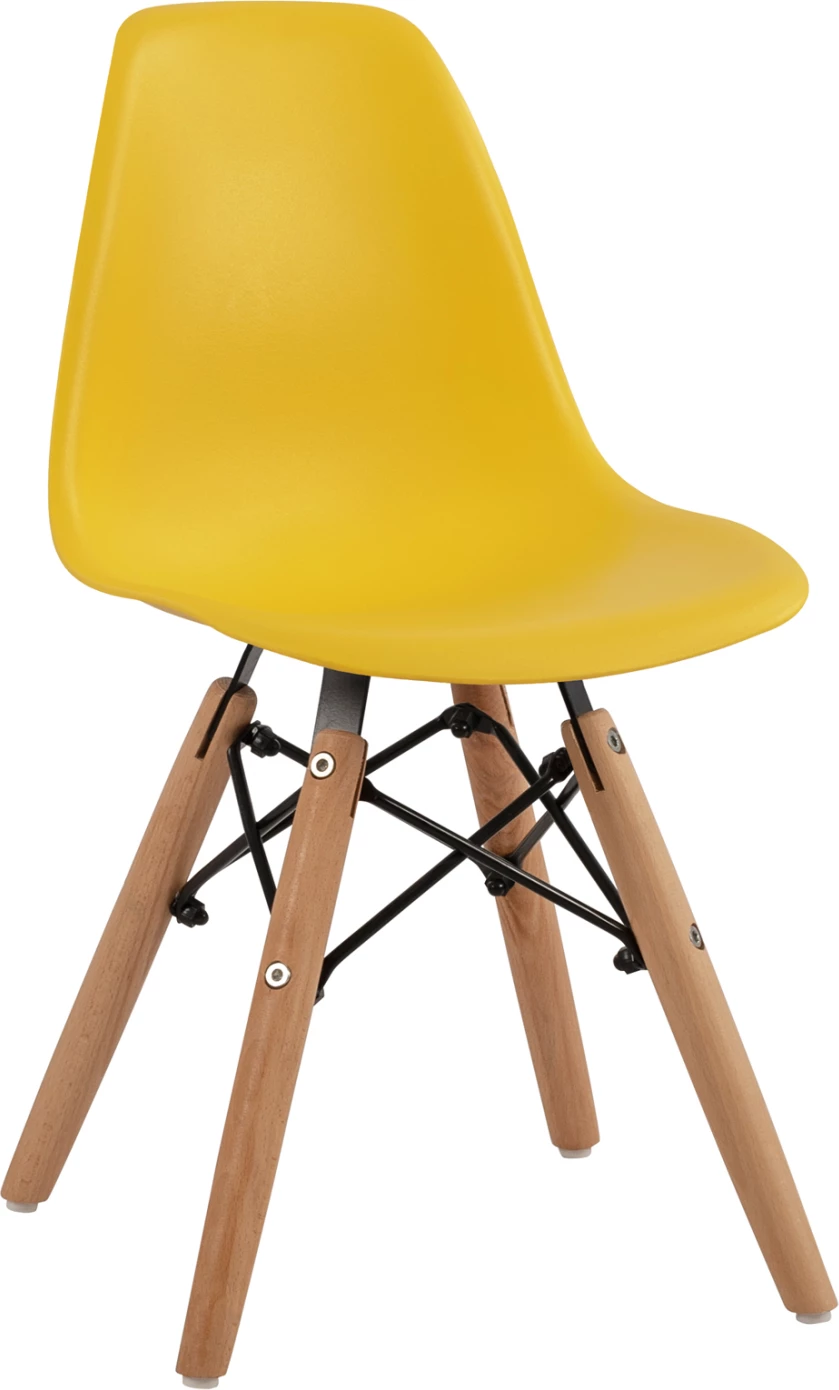 Stol Twist Kid FH8453.04 z lesenimi nogami in sedežem Rumena PP 30,5x33x59 cm, set 4 kosov