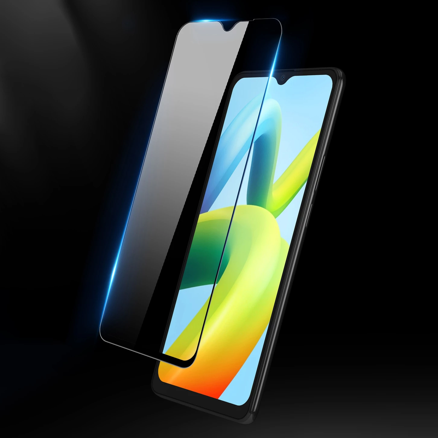 Kaljeno steklo 9D za Xiaomi Redmi A2 / Redmi A1, 9H, z črnim okvirjem Dux Ducis