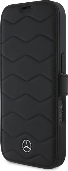 Usnjen ovitek za telefon Mercedes MB Waves za iPhone 16 Pro Max, črn
