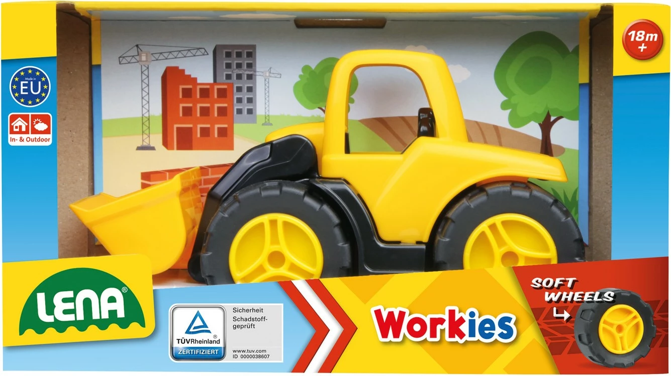 Igrača tovornjak Lena Workies, ABS plastika, za fante, rumeno/črn