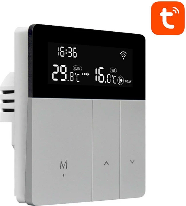Termostat za bojler (DHW), Avatto WT50-BH-3A, 3A, Tuya Smart Life, LCD zaslon, siva