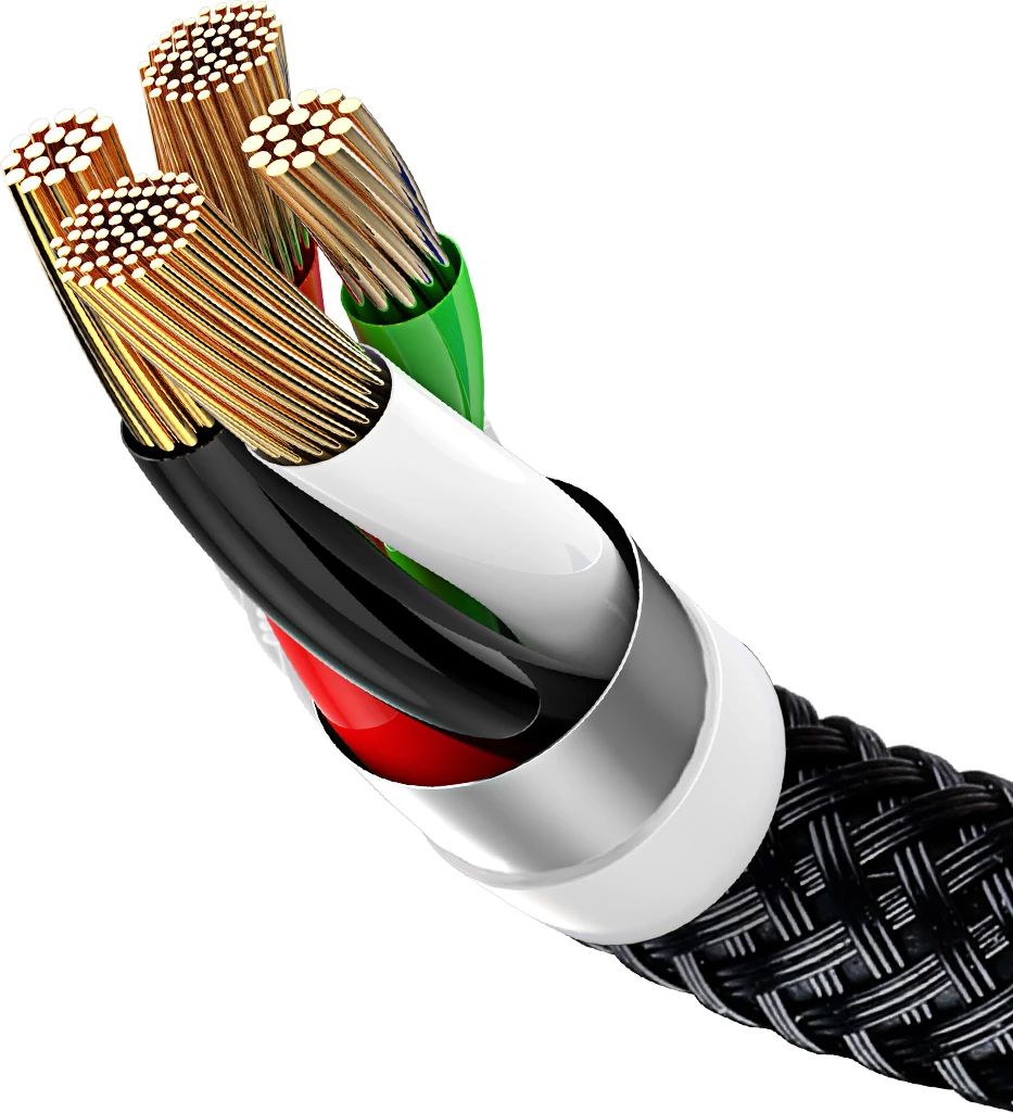 3-v-1 kabel Baseus Three Primary Colors CAMLT-BSY01, 0,3 m, USB-A v micro USB/Lightning/USB-C, črn/rdeč/moder