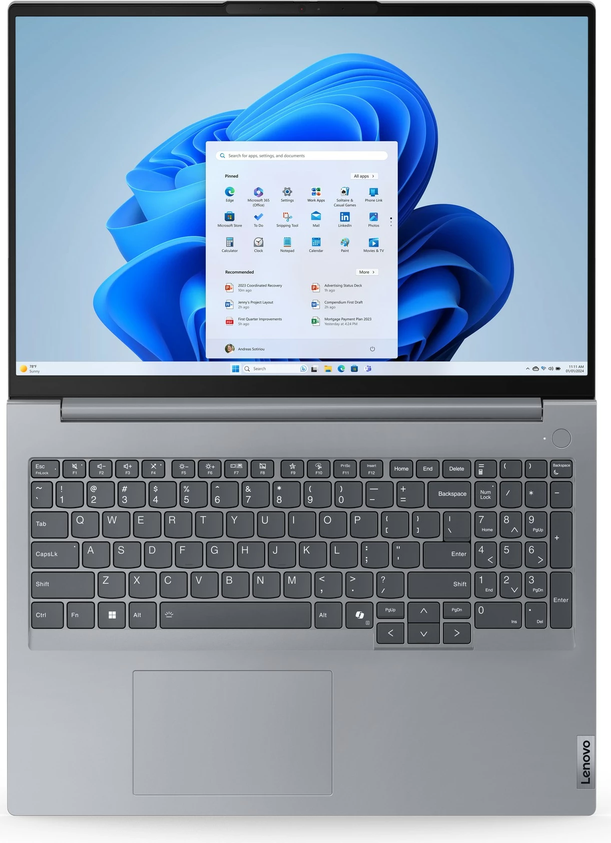 Prenosnik ThinkBook 16 G7 Lenovo, AMD Ryzen 5-7535HS, 32 GB RAM, 512 GB SSD, 16" Arctic Grey