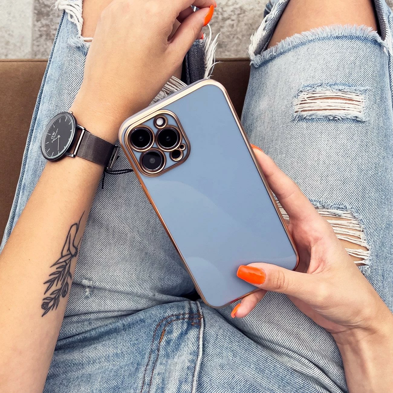 Ovitek Hurtel Fashion za Samsung Galaxy A12 5G, TPU, bel z zlato obrobo