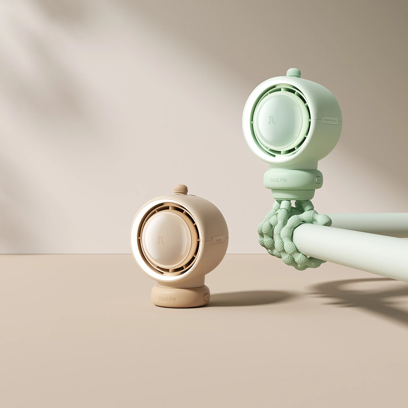 Prenosni ventilator z upogljivo nogo 5000mAh, filter zraka, USB-C, zelen — Jisulife Life2S