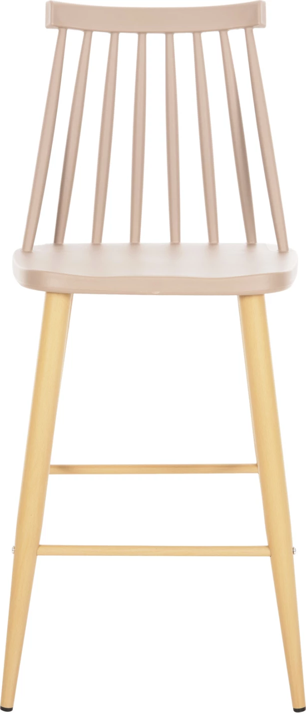 Barski stol srednje višine VANESSA FH9300.25 kapučino PP & kovinske noge v barvi lesa 45,5x46x97Hcm, set 2 kosov