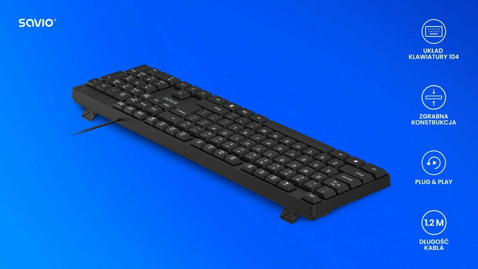 Žična tipkovnica Savio KB-01, USB, črna