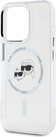 Ovitek IML z motivom Karl & Choupette, MagSafe za iPhone 15 Pro, bel — Karl Lagerfeld