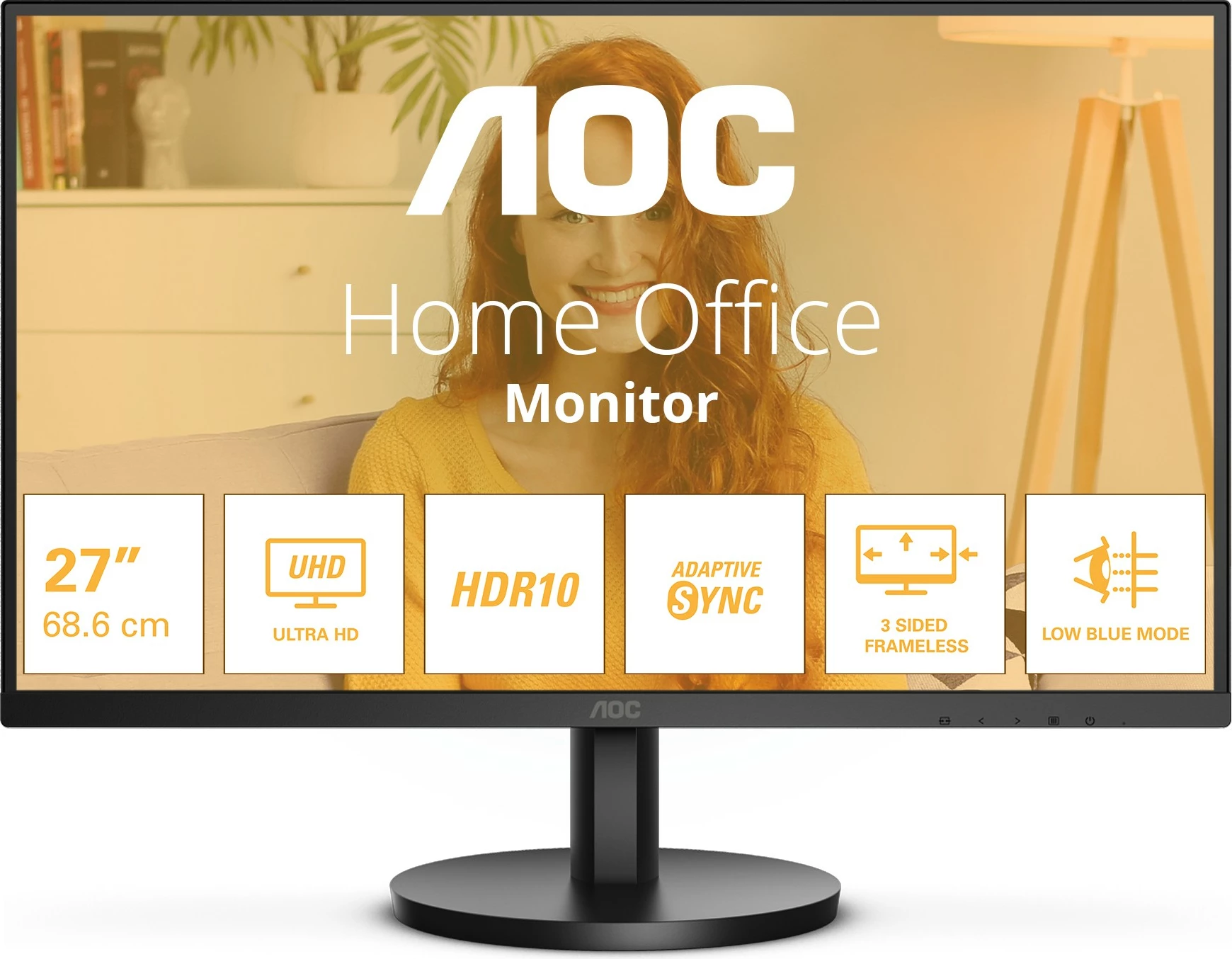 27" 4K Ultra HD monitor, AOC U27B3M, LCD, črn