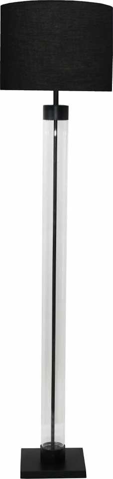 Stoječa svetilka Tremont, črn mat, črno steklo, 41x41x152 cm
