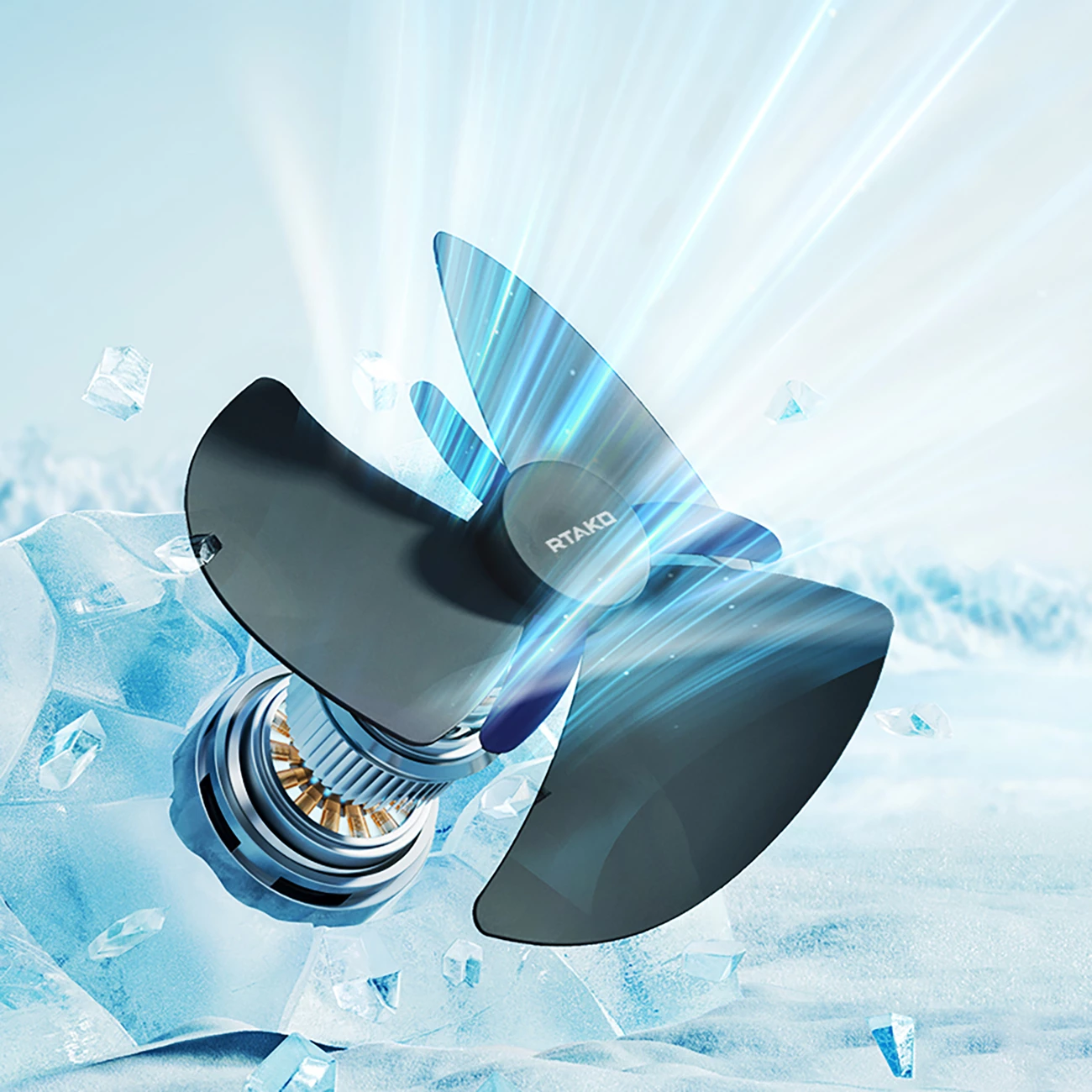 Namizni ventilator z dvema impelerjema Rtako WD0Y6S, 3600 mAh, črn