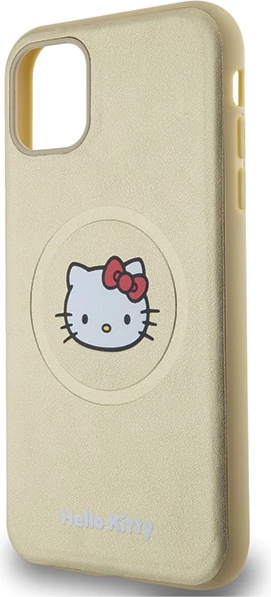 Ovitek s Hello Kitty vzorcem, usnjen videz, MagSafe za iPhone 11/XR, zlat