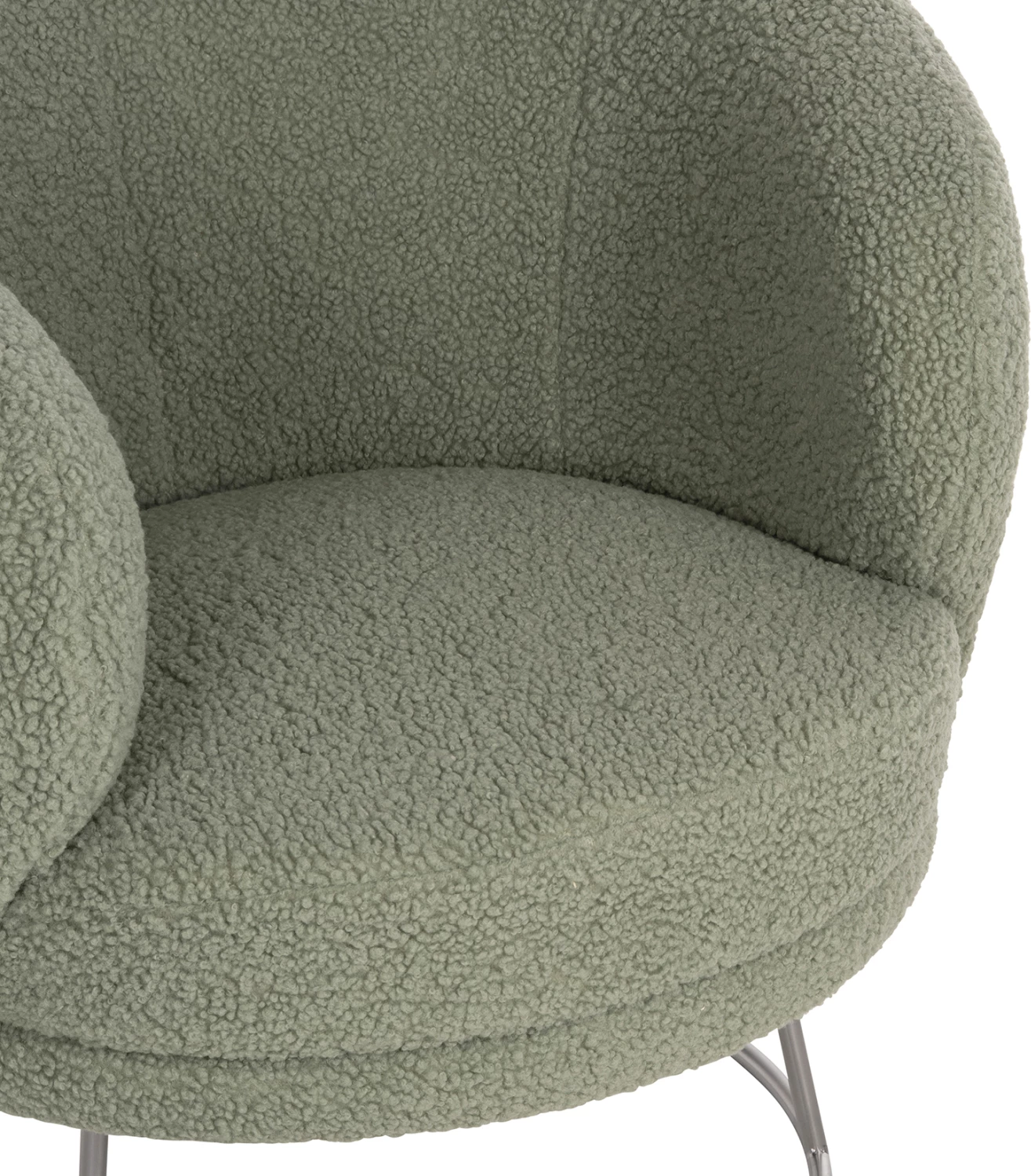Fotelj ARIEN FH8403.27 iz boucle tkanine v pistacija zeleni barvi-srebrna kovinska osnova 78x75x84Hcm