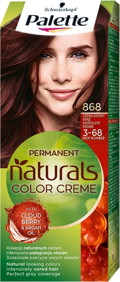 Permanentna barva za lase za ženske Palette Permanent Naturals Color Creme 868/3-68, čokoladno rjava