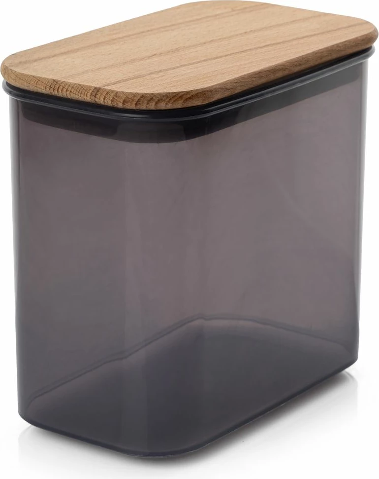 Škatla za organizacijo, antracit barve, z lesenim pokrovom, Hermia Concept ACJWL01R14, 15,5 x 9,5 x 14 cm (1 kos)