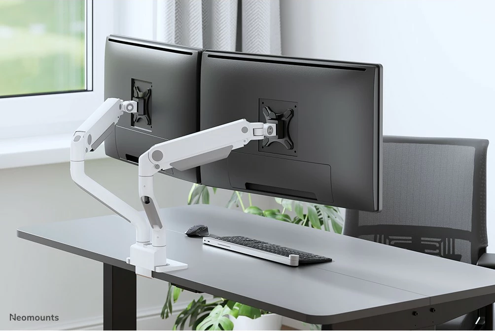 Namizni nosilec za dva monitorja, Neomounts DS70S-950WH2, Clamp/Grommet, 18 kg, 43,2 cm (17"), 88,9 cm (35"), 100 x 100 mm, bel