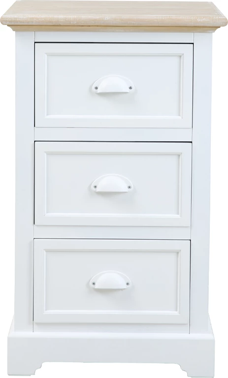 Komoda s 3 predali Kimolos, 43x35x71 cm, bela-naravna
