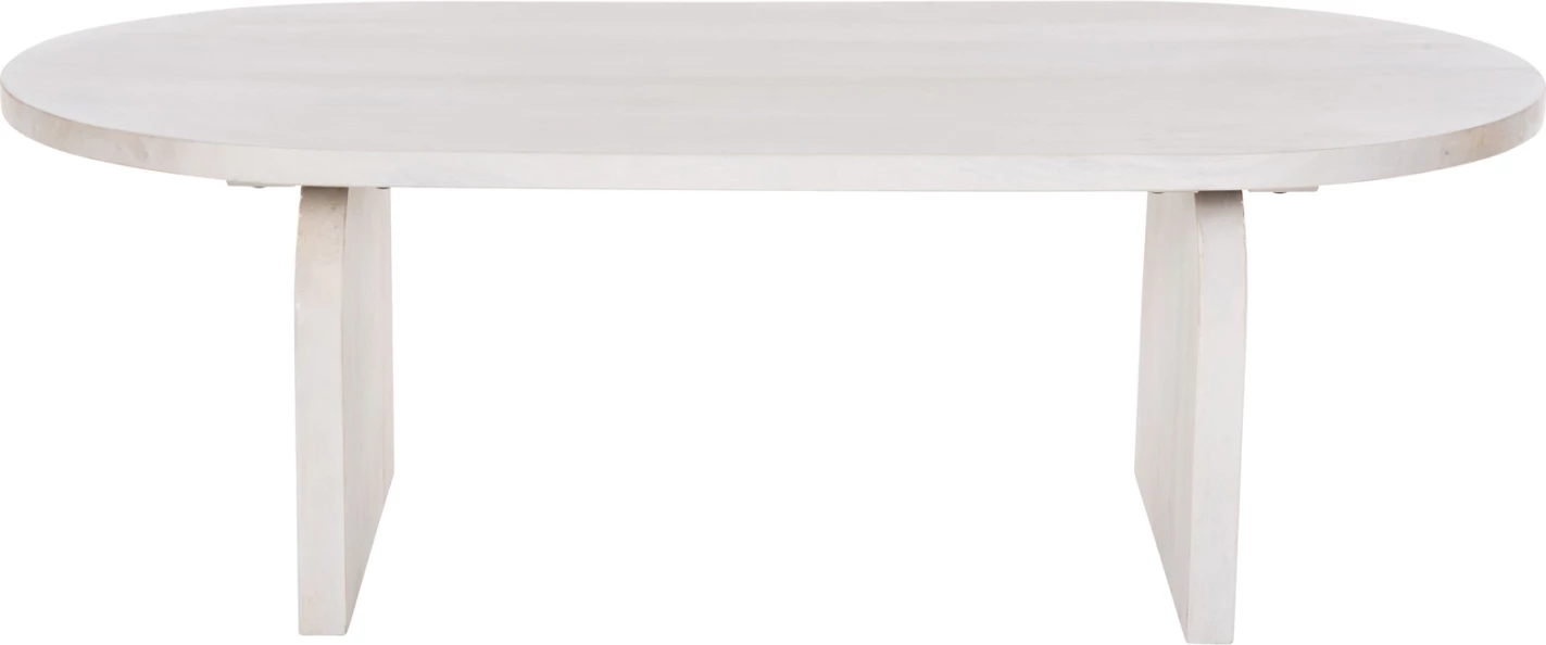 Ovalna klubska miza HONKY FH9691 iz masivnega mangovega lesa v beli barvi 120x60x40H cm