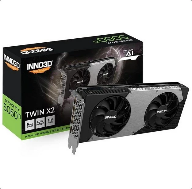 Grafična kartica INNO3D GeForce RTX 5060 Ti TWIN X2, 16 GB, siva