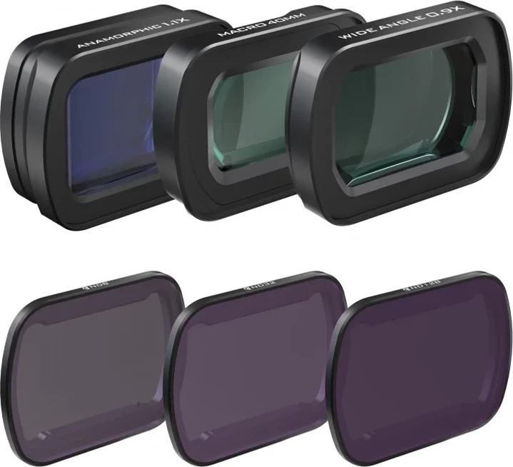 Komplet filtrov in leč Freewell FW-OP3-CLWND za DJI Osmo Pocket 3, ND8/ND32/ND128, makro 40 mm, širokokoten 0,9x, anamorfni 1,1x, komplet 6 kosov