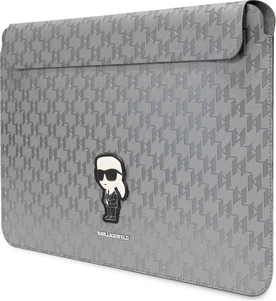 Ovitek za prenosnik Saffiano Monogram Ikonik, Karl Lagerfeld, 14", srebrn