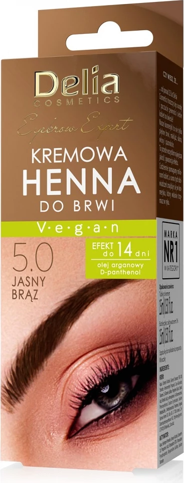 Krema za obrvi Creamy Henna, Delia Expert, za ženske, svetlo rjava, 15 ml