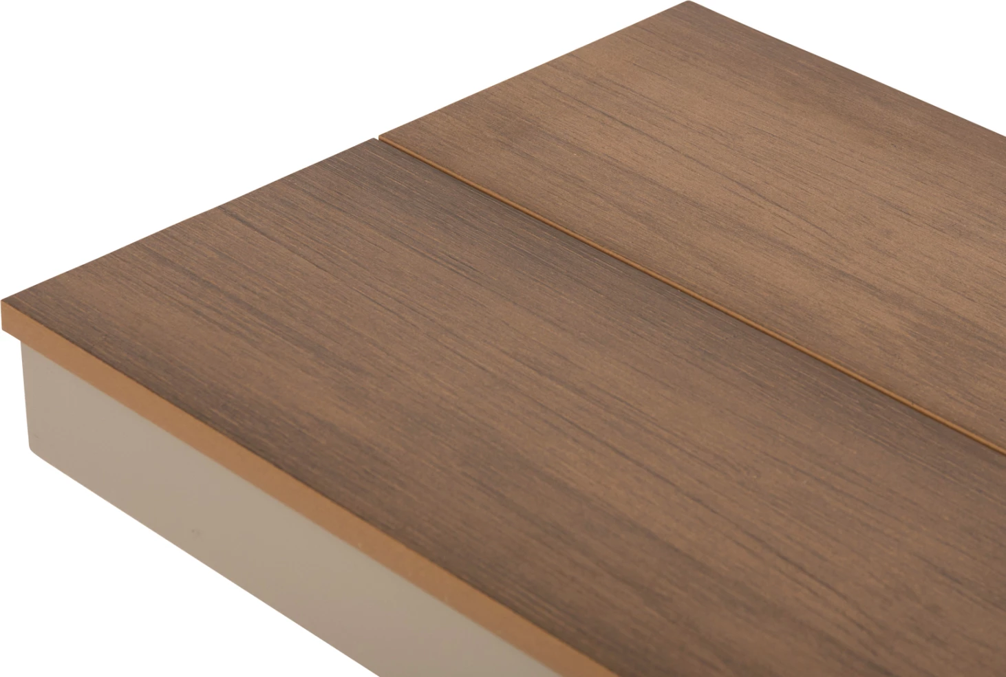 Aluminijasta klop TAWNEE FH6040.04 barva šampanjca - sedež iz polilesa v naravni barvi lesa 220x36x44,5Hcm