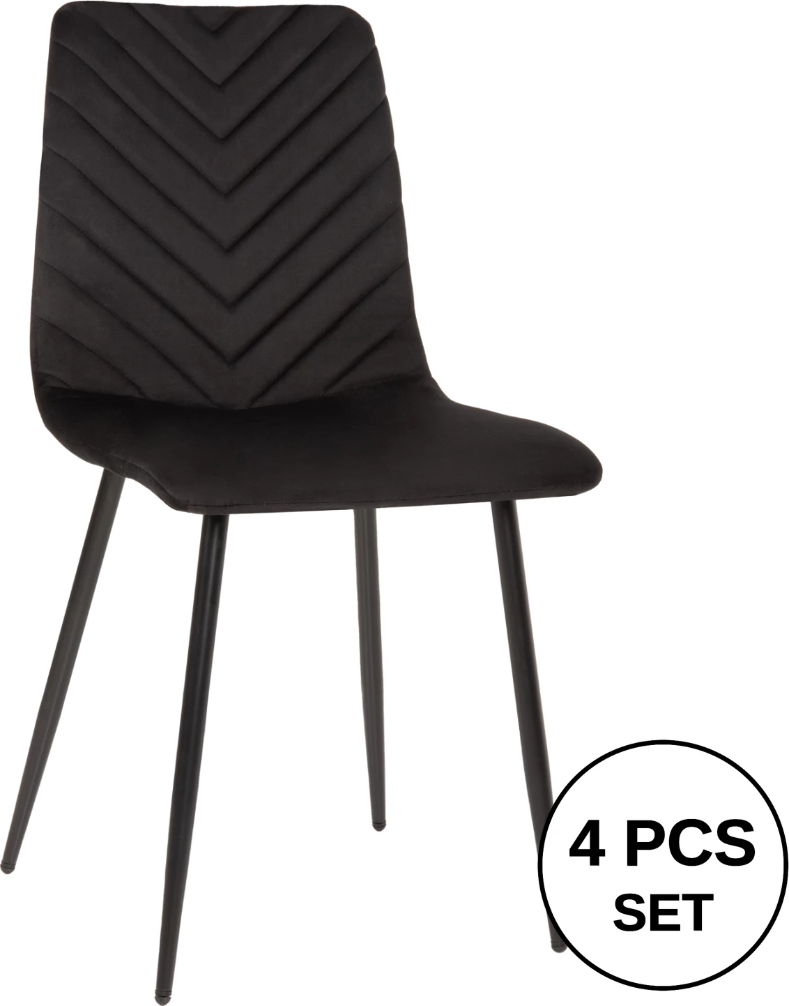 Jedilni stol Latrell FH8587.04 črn žamet in črne kovinske noge 43x54x88Hcm, set 4 kosov