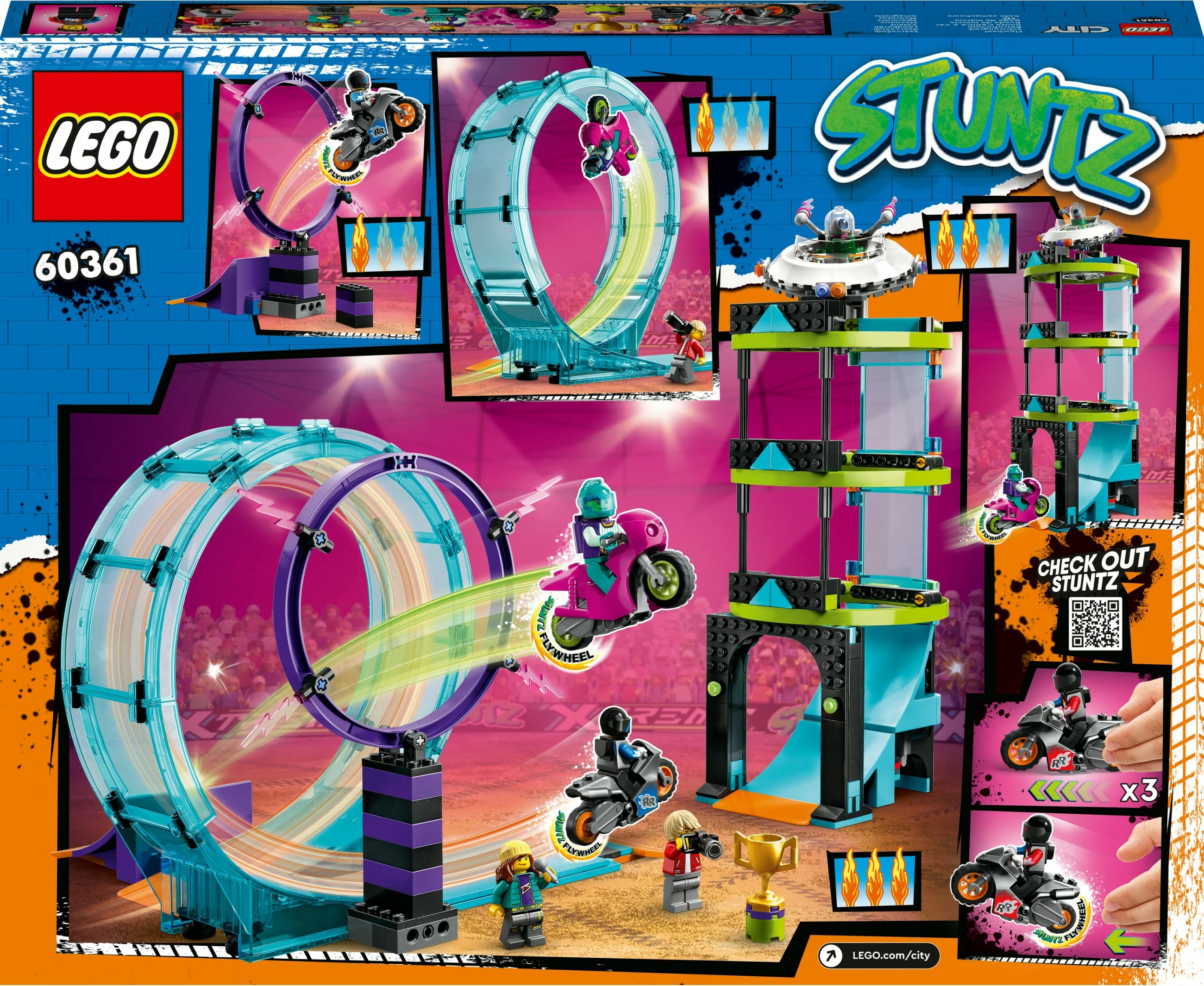 Set gradnje Ultimate Stunt Riders Challenge, LEGO City, 385 kosov, večbarven