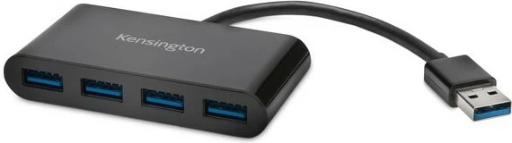 USB razdelilec 4-portni USB 3.0, Kensington, črn