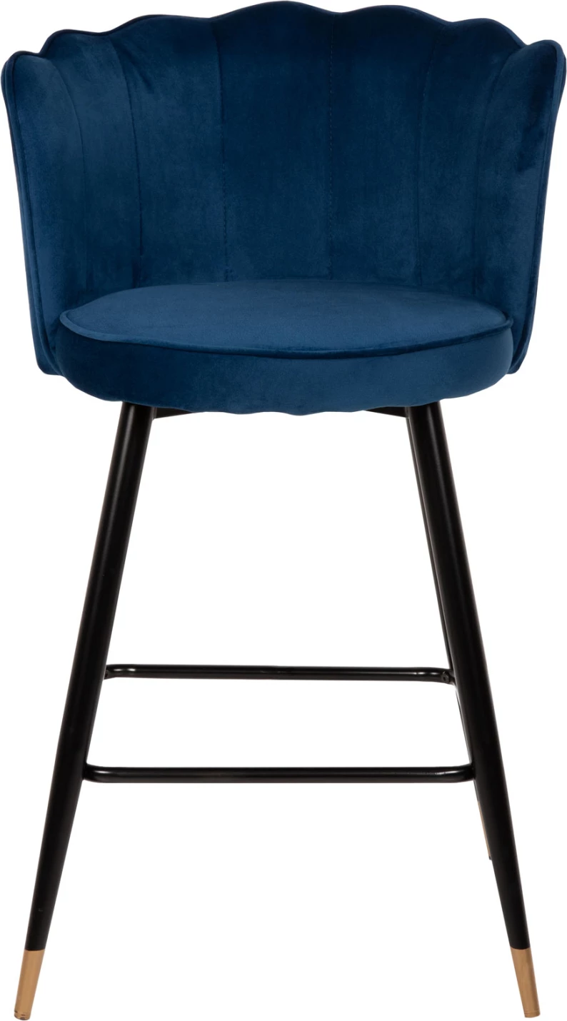 Barski stol VESNA FH8736.08 modri žamet kovinski okvir v črni barvi 50x50x90Hcm, set 2 kosov