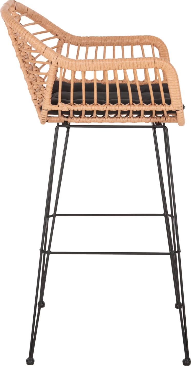 Barski stol (visok sedež) Allegra FH5640.11 p.e. rattan v bež-črni kovini 54x55x108Hcm