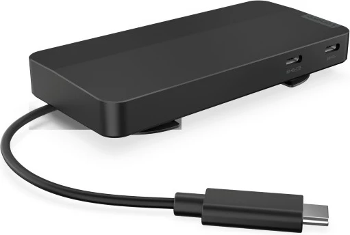 Dvojni prikazni potovalni USB-C dock, Lenovo, 4K, 2x USB-C, HDMI, DisplayPort, Ethernet, Eclipse Black