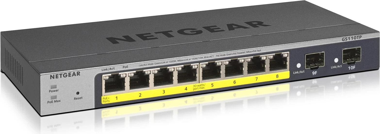 Managed L2/L3/L4 Gigabit Ethernet z Power over Ethernet (PoE) NETGEAR GS110TP, siv