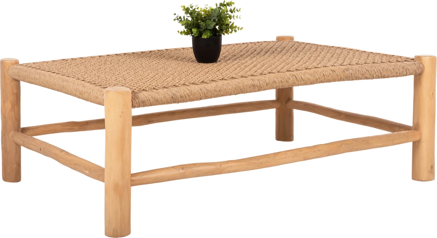 Klubska miza LONDER FH5985 iz tikovine-sintetičnega ratana-naravna 119x79.5x41 cm