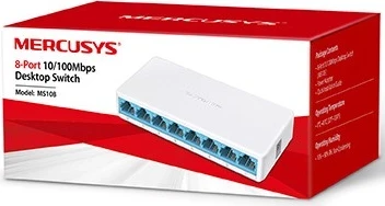 Neupravljan preklopnik, Mercusys MS108, 8 vrat, bel