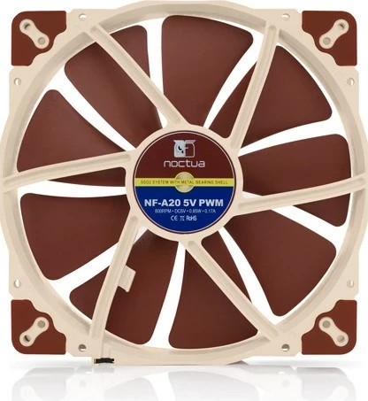 Ventilator za ohišje Noctua NF A20 5V PWM, 20 cm, bež in rdeč