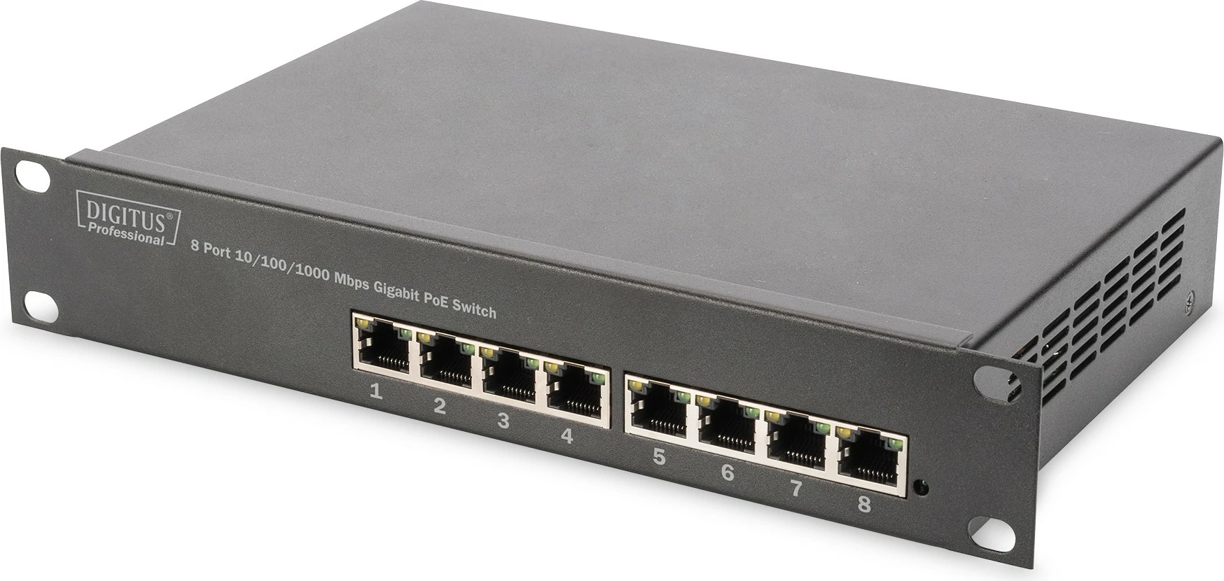 8-portni gigabitni PoE switch Digitus, unmanaged, siv