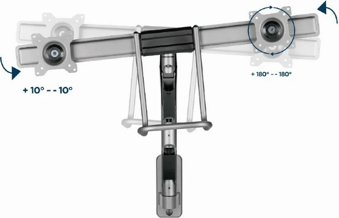 Stenski nosilec za dva monitorja Gembird MA-WA2-02, 17–32 inč, črn