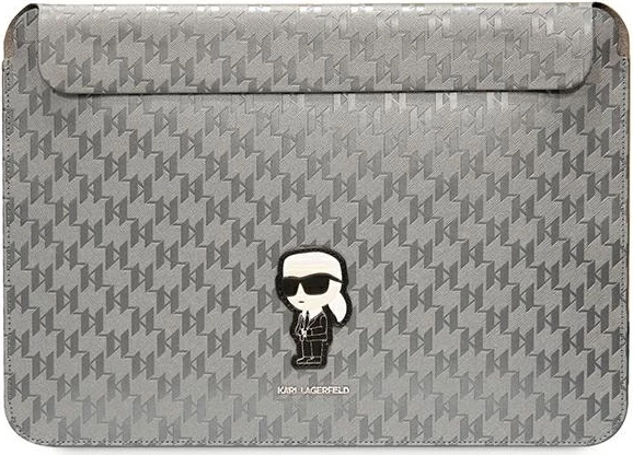 Ovitek za prenosnik Saffiano Monogram Ikonik, Karl Lagerfeld, 14", srebrn