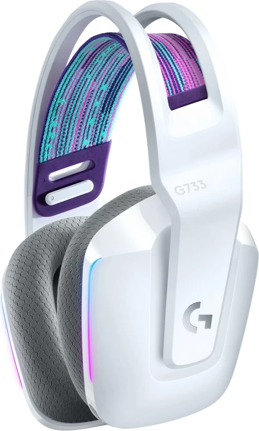 Brezžične slušalke Logitech G G733, RGB, z boom mikrofonom, bele