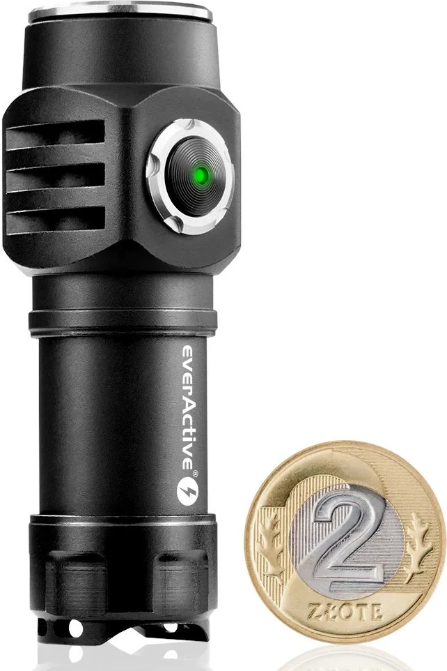 Ročna LED svetilka, 500 lm, topla barva, USB‑C polnjenje, 16340 baterija, IP66, everActive FL-50RW, Luminus SST20, črna